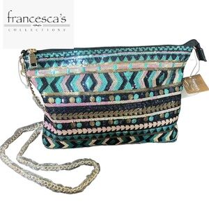 NWT Francesca Multicolored Stunning Sequined Purse with Zipper Closure
